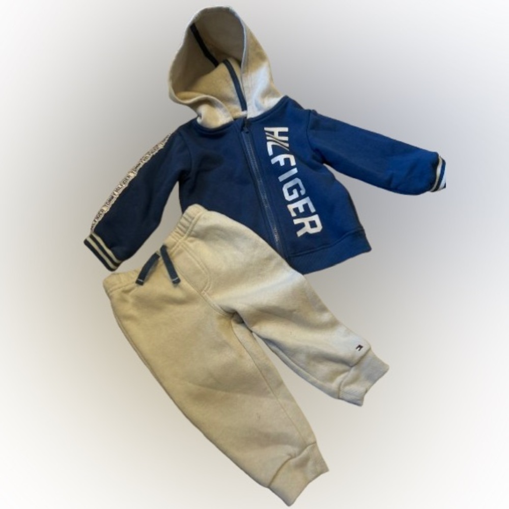 Tommy Hilfiger zipper hood 2piece sweatsuit size 12m now only $22
